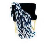 Plutus White Navy Snow Chinchilla Faux Fur Luxury Throw Blanket 90In X 90In