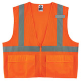 Ergodyne Unisex Class 2 Standard Mesh Vest Zipper, Zippered Orange, 4XLarge5XLarge US