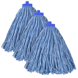 Matthew Cleaning Screwon Heavy Duty Cotton Wet Mop Replacement Heads(Blue, Medium,3Pack) for Residential & Commercial Floor Cle