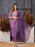 Anni Designer Women'S Cotton Blend Straight Printed Kurta With Pant & Dupatta (Doremi-Purple_S_Purple_Small),Purple,S,,,