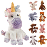 LEISURE ARTS Little Crochet Friend Animals Crochet Kit, Unicorn, 8, Complete Crochet kit, Learn to Crochet Animal Starter kit f