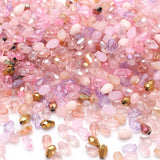 200PCS 4 * 6MM Teardrop Crystal Glass Beads for Jewelry Making, Pink Series Faceted Vertical Hole Teardrop Glass Spacer Beads Bu