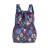 NFI essentials Floral Print Drawstring 1 Compartment 18 L Backpack for Women Foldable Sport String Bag Sackpack Nylon for Gym, C
