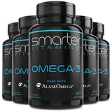 (5 Pack) Smarter Omega 3 Fish Oil, Berry Flavor, Burpless, Tasteless, 2000mg, Potent Triple Strength DHA EPA Brain Omega-3, Made