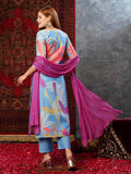 Gosriki Women'S Cotton Blend Printed Straight Kurta With Pant & Dupatta (Neti Sky Blue-Gs_Xl_Sky Blue_X-Large),Sky Blue,,B0D73XXH9L