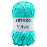 Estako Velvet Chenille Blanket amigurumi Yarn for Crocheting and Knitting Super Bulky 100 gr (132 yds) (1250 - Cyan)