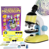 AmScope IQCREW - 100X-1200X Compound Starter Microscope Kit w/Dual LED Illuminators, Disc Condenser, Carrying Case/Mobile Lab, M