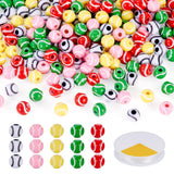 FASHEWELRY 200Pcs Sports Ball Beads for Jewelry Making, 11mm Acrylic Sports Beads Baseball Spacer Bead with Crystal Elastic Stre