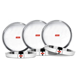 Sumeet 22 Gauge Stainless Steel Traditional Dinner Plate/Thali 28.5Cm (2Ltr) set of 6pc
