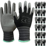 JM-FUHAND Ultra-Thin Polyurethane(PU) Coated safety Work Gloves-12 Pairs,Ideal for Light Duty Work(BlackGrey,X-Large)