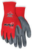 Memphis Gloves MCR Safety XLarge Ninja Flex 15 Gauge Gray Latex Palm And Fingertips Coated Work Gloves With Red Nylon Liner And
