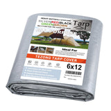 Tarps Heavy Duty Waterproof 6x12ft,TEZONG Silver Tarp 12Mil Plastic Tarpaulin Outdoor Tarp Cover for Emergency Rain,Patio Furnit