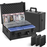 Graded Card Storage Box, Trading Cards Slab Carrying Case, 6 Row Black Hard Sports Cards Holder Boxes with 6 Dividers Fits for P