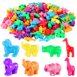 Hicarer 180 Pcs Animal Shaped Beads Plastic Zoo Animal Pony Charms Colorful Marine and Jungle Craft Beads 0.66 Pounds with Vario