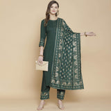 Gosriki Women'S Rayon Solid Kurta With Palazzo & Dupatta (Green L),Green,,B08WZXPPB1