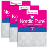 Nordic Pure 20x20x1 (19 1/2 x 19 1/2 x 3/4) Tru Mini Pleat MERV 8 AC Furnace Air Filters 3 Pack