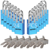 SEPOX Ultra Rust-Resistant Weatherproof Padlocks, Blue Aluminum Set of 24 Padlocks with 36 Same Keys, High Security for Outdoor