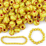 AUEAR, 100 Pack Baseball Beads 12mm for Sport Jewelry Making Necklace Bracelet Craft Decoration Accessories (Yellow)