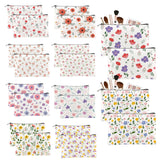 twinklemon 20PCS Flower Canvas Makeup Bags Bulk Floral Cosmetic Bags for Women and Girls Spring Multicolor Travel Pouch Wildflow