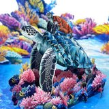 PQDGlobal 3D Sea Turtle Popup Card - Handmade Ocean-Themed Paper Art for Birthday, Anniversary, Christmas, Father? Day - Unique