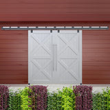 DIYHD 24FT Exterior Double Sliding Barn Door Hardware,Heavy Duty Wall Mount Box Track Kit for Outdoor Use,MAX Load 330lbs,Kit to