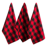 DII Buffalo Check Kitchen Collection, Classic Farmhouse Dishtowel Set, 20x30, Red & Black, 3 Piece