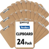 24 Pack Clipboards Bulk, Clipboards for Classroom, Letter Size (9 x 12.4 Inch) Wooden Clipboard, Hardboard Office Clipboard, Cla