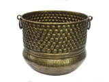 Tangerine Brass Planter With Handle || Planter For Living Room||Antique Design Hammered Plant Container, Planter, Flower Pot For