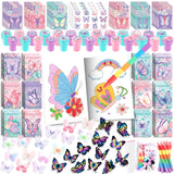 BenLouis 96Pcs Butterfly Party Favors Butterfly Fairy Coloring Books Crayon Stickers Set Bulk for Kids Butterfly Birthday Decor