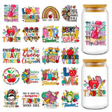Rngmsi UV DTF Cup Wrap - 20 Sheets Teacher UV DTF Cup Wraps for 16 oz Glass, Leopard Print Back to School Classroom Stickers for