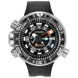 Citizen Mens EcoDrive Promaster Sea Aqualand Depth Meter Watch in Stainless Steel with Black Polyurethane strap, Black Dial (M