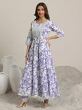Libas Lavender Pure Cotton Printed Kurta Sets For Women Lavender 2Xl