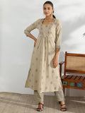 Libas Women'S Cotton Blend Printed Kurta Set (27862 Beige Beige M