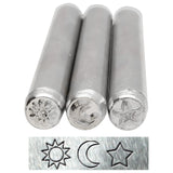 The Beadsmith Steel Design Stamps Metal Elements 3Piece 5mm Celestial Design Set 3.125 Length with 0.25 Stamp Base