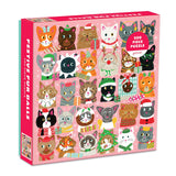 Galison Festive Furballs Puzzle, 500 Pieces, 20x 20- Cat Jigsaw Puzzle Featuring a Festive Holiday Illustration by Liza