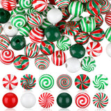 360 Pieces Christmas Beads Candy Cane Wooden Christmas Focal Beads Red Green White Candy Swirl Crafts for Jewelry Making DIY Xma