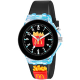 Shocknshop Nylon 3D Cartoon Analouge With 7 Color Glowing Disco Light Unisex Analogue Watch For Kids Girls And Boys (Black Mcd),
