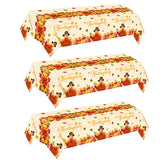 UROINEPA Thanksgiving Tablecloth 3 Pcs Fall Table Cloths Rectangle Maple Leaf Turkey Table Cloth Autumn Tablecover for Thanksgiv