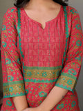 Rangita Red Cotton Knee Length Embroidered Straight Kurti | Kurta For Women_M