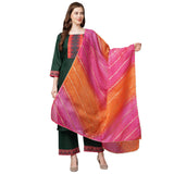 Gosriki Women'S Cotton Straight Kurta With Palazzo & Dupatta (Kpzd-Cot-10097-Green_Xl-Go_Green_X-Large),Green,,B09P66FZ2H