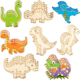 Jetec 24 Pieces Dinosaur Unfinished Wood Cutouts Animal Wooden Paint Crafts for Kids Dinosaur Birthday Party Supplies Home Decor