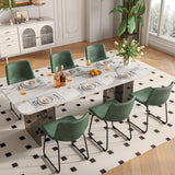 REONEY Dining Chairs Set of 6, PU Leather Armless Dinner Chairs with Backrest, 18 Modern Kitchen Dining Room Chair with Metal L