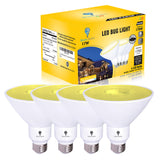 4 Pack PAR38 Amber Yellow LED Bug Light Bulb Outdoor LED Flood Light Bulb 17W 170 Watt Equivalent Dimmable Waterproof E26 Bug LE