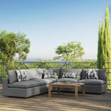 Modway EEI-5587-CHA Commix Outdoor Patio Sectional Sofa, 5-Piece Armless L-Shape, Charcoal