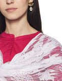 Weavers Villa White Floral Net Dupatta For Women, 2.10 Mtrs
