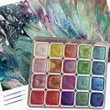 Elichingse Metallic Glitter Watercolors, Glitter Watercolor Paint, Metallic Watercolor Paint Set Professional, Shifting Watercol