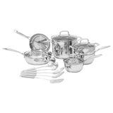 Amazon Basics Stainless Steel Cookware 15-Piece Set, Oven Safe, Pots and Pans, Induction-Ready, Even Heating, Easy to Clean, Hea
