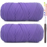2 Pack Tshirt Yarn for Crocheting,Purple T Shirt Chunky Elastic Fabric Thick T-Shirt Crochet Yarn for Beginners Crocheting Hand