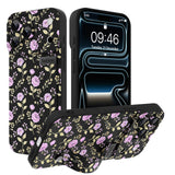 Ufbara Compatible with iPhone 17 Pro Max Case for Women Men, Cute Purple Flower Floral Pattern, Built in Adjustable Metal Wrist