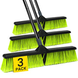 3 PK 24inch Push Broom Outdoor, Heavy Duty Broom with 63inch Long Handle, Shop Garage Broom with Stiff Bristle for Indoor Outdoor Floo